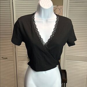 NWT Black Wrap Top
